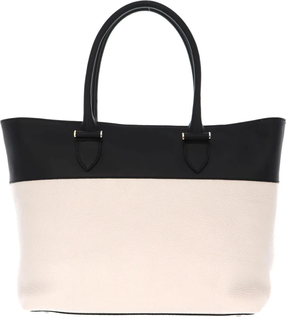 Sac à épaule Audre Big Tote DECADENT en cuir véritable Oat et Noir mat
