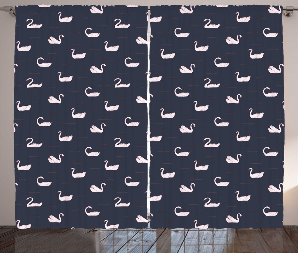 ABAKUHAUS Schwan Rustikaler Gardine, Dunkler See mit ruhigen Wellen, Schlafzimmer Kräuselband Vorhang mit Schlaufen und Haken, 280 x 175 cm, Pale ...
