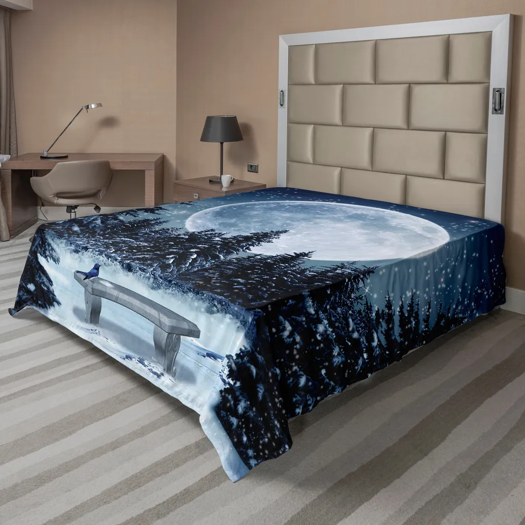 Drap de Lit Supérieur Décoratif Motif Paysage Hivernal Polaire 260x228 cm