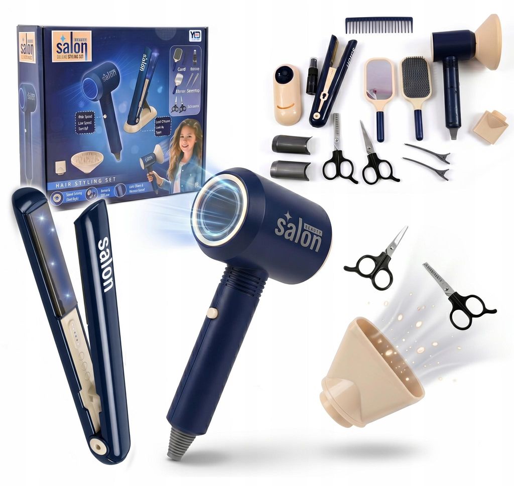 Kleiner Stylist Friseurset - Haartrockner, Glätteisen & Bürste für kreative Rollenspiele