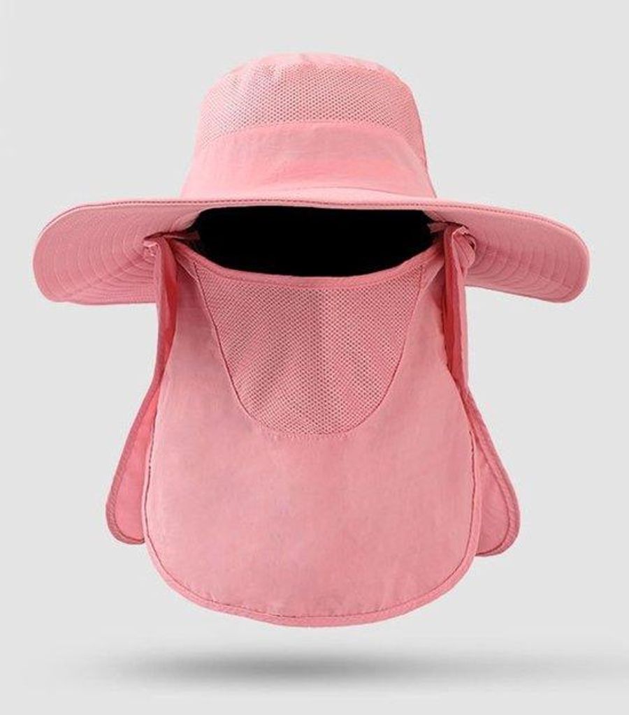 Rosa Sonnenhut mit abnehmbarer Nackenbedeckung UPF 50+