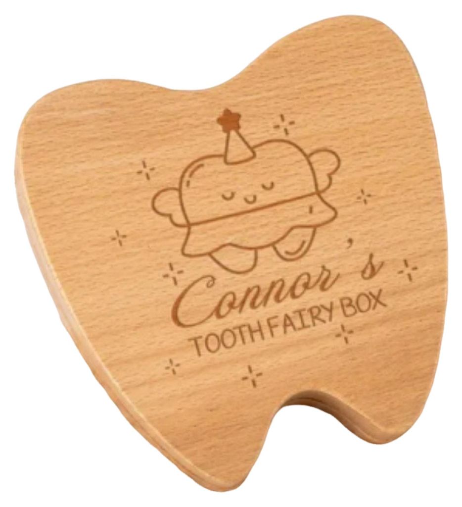 Zahnbox aus Holz, Aufbewahrungsbox für Milchzähne, Erinnerungsbox für Babyzähne, Zahnvitrine für Kinder, Aufbewahrung von Babyzähnen