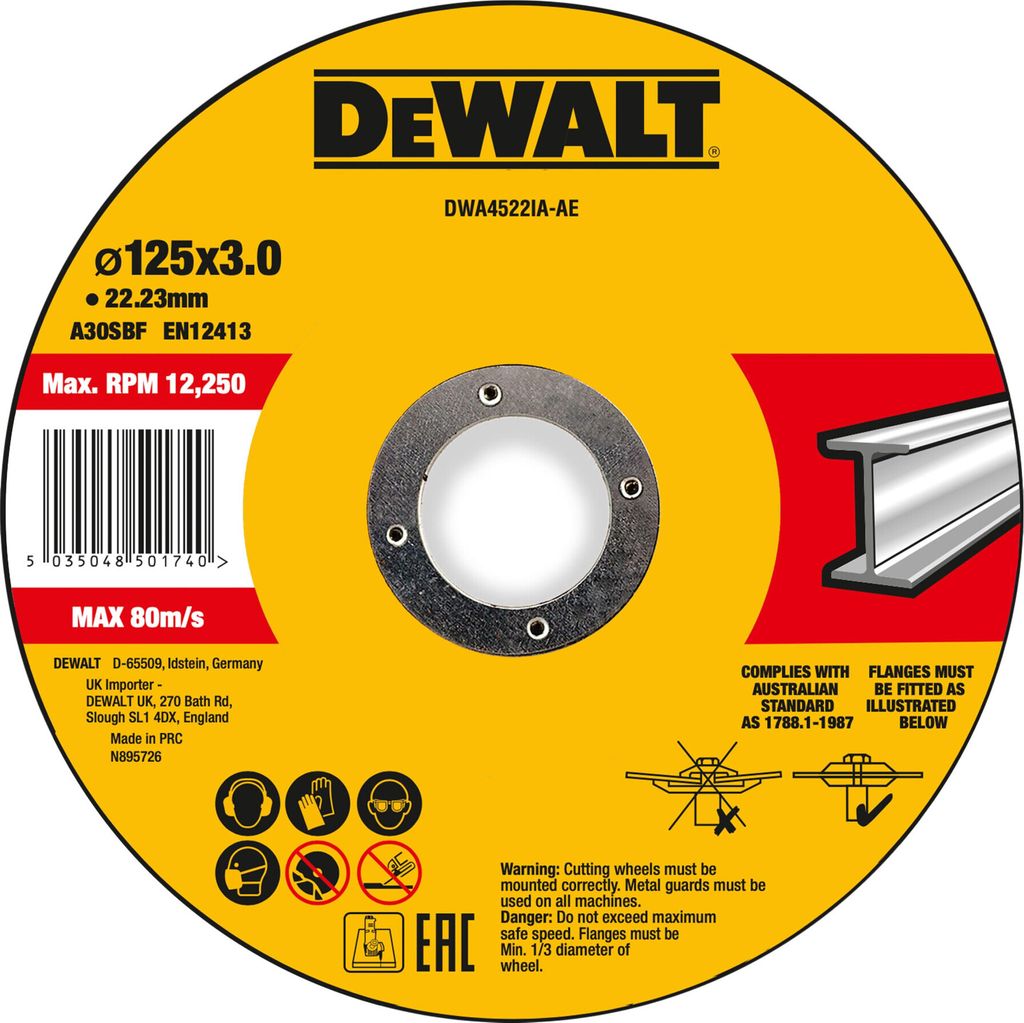 DEWALT High Performance Trennscheibe 125x3x22,23mm Metall Typ 42 (gekröpft) DWA4522IA-AE