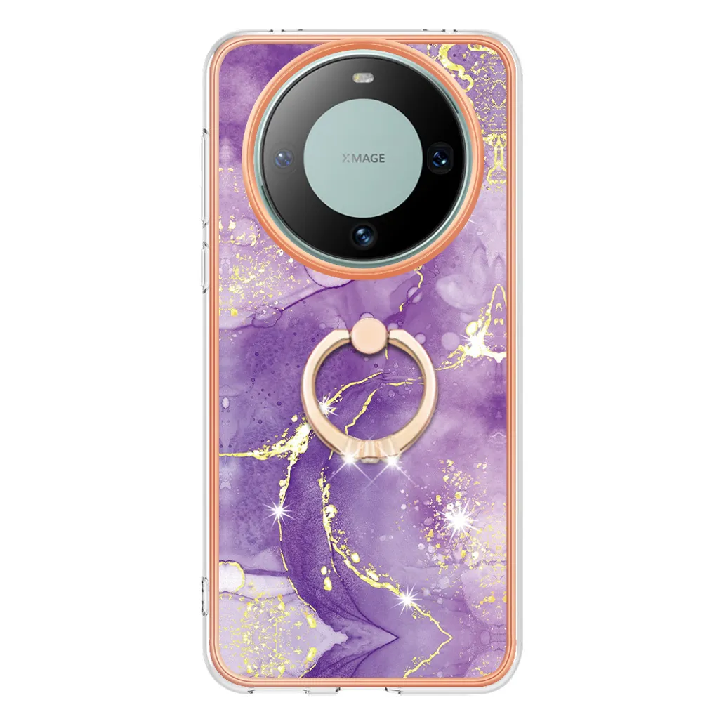 Custodia Marmo Huawei Mate 60 - Ring Support e Silicone TPU Premium - 3