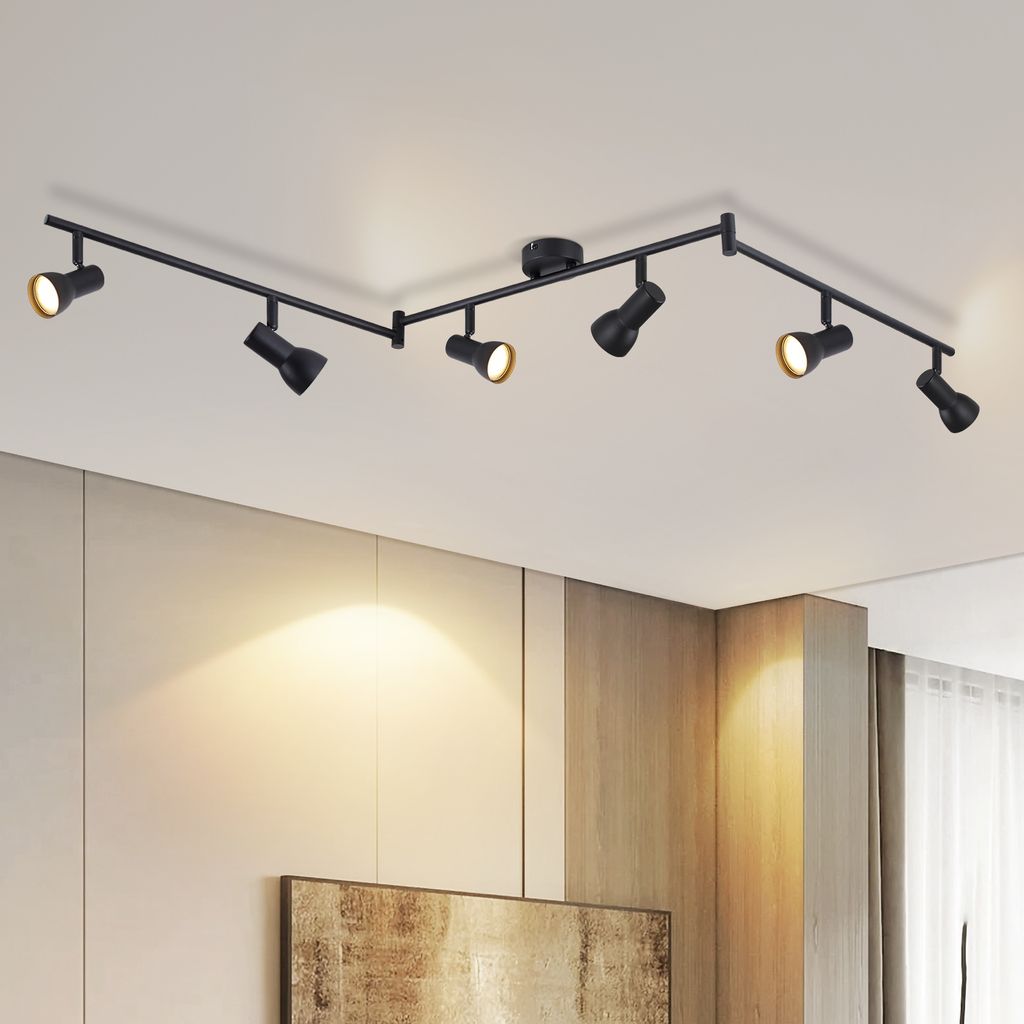 ZMH Spot de plafond 6 flammes Plafonnier Salon Noir Image du produit 