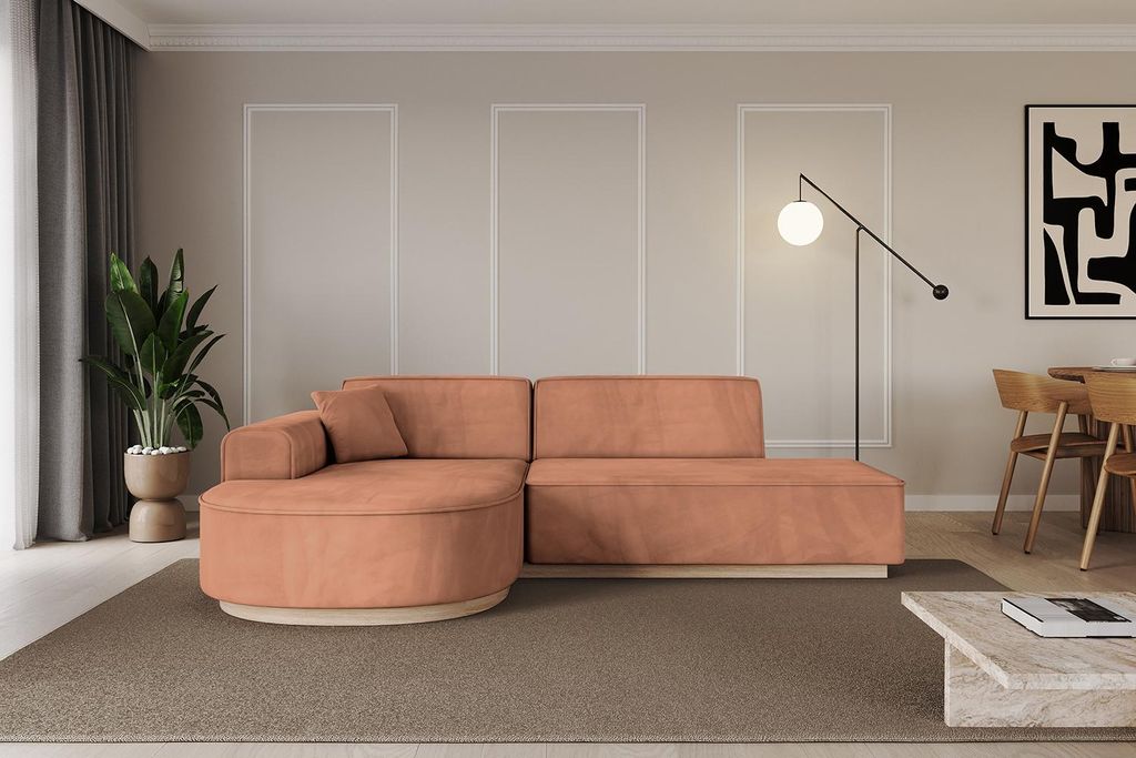 ALTDECOR Ecksofa in L-Form ARRIO-L1 - 243x171x83 cm Apricot - Corner Sofa Bett Eckcouch Couch Wohnlandschaft Cauchsofa