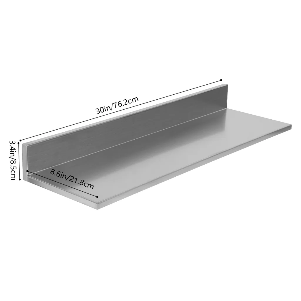 Support de rangement mural argenté 76cm pour épices et salle de bain