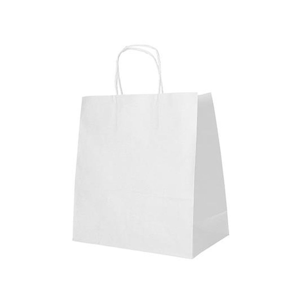 Papstar Tragetaschen, Papier 27 x 32 x 17 cm weiß mit gedrehtem Tragegriff 12 x 25 Stück