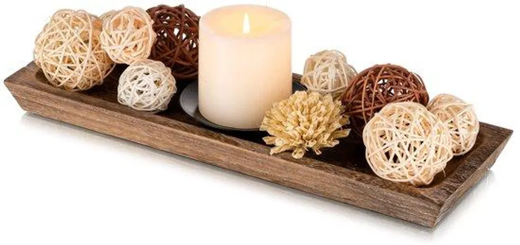 Petit bol rustique en bois brun pour bougies et décoration intérieure