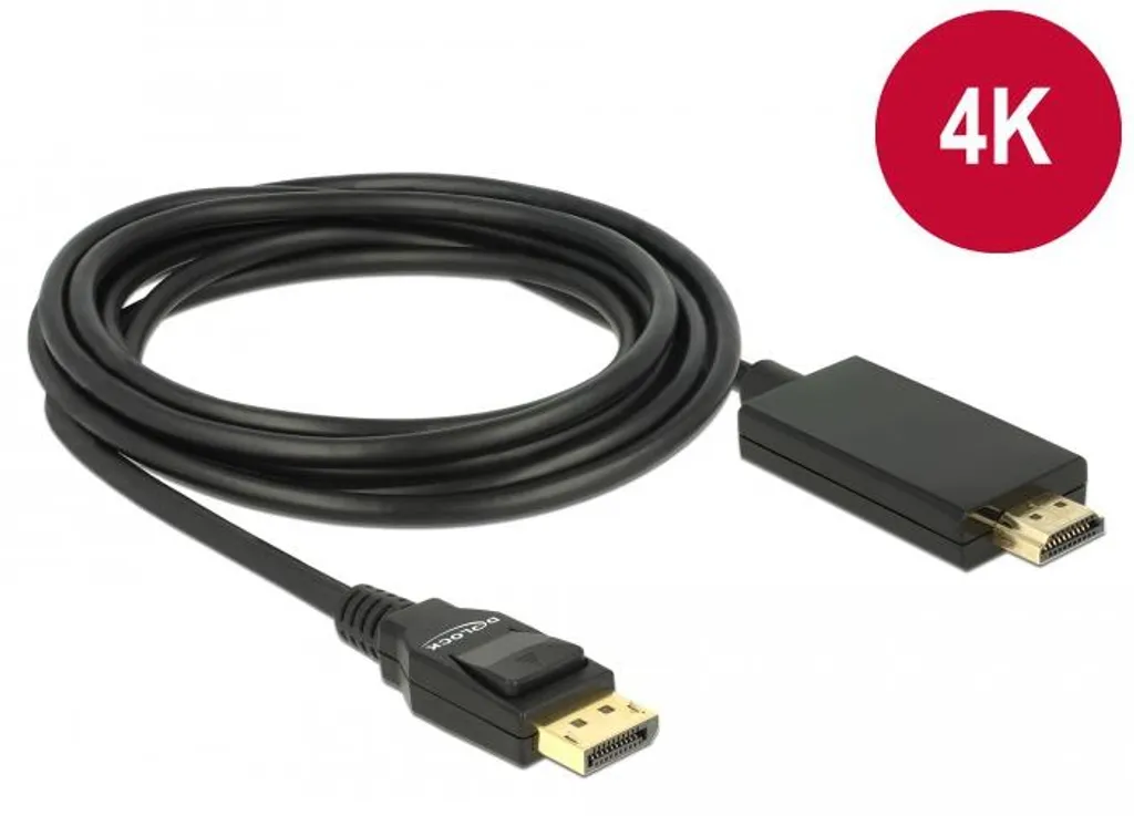 Câble DisplayPort HDMI 4K Delock - Cordon Long 3m Triple Blindage