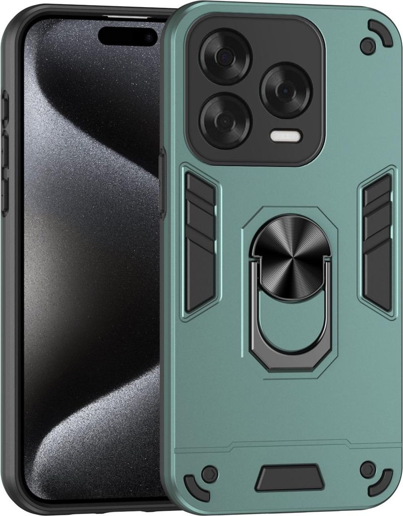Für ZTE Blade V70 Vita Armor Magnet Metall Ring PC Schutz Handy Hülle Case Grün