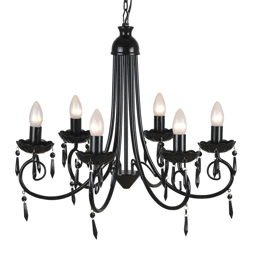 Suspension plafonnier design 6 bras en métal noir pour votre entrée