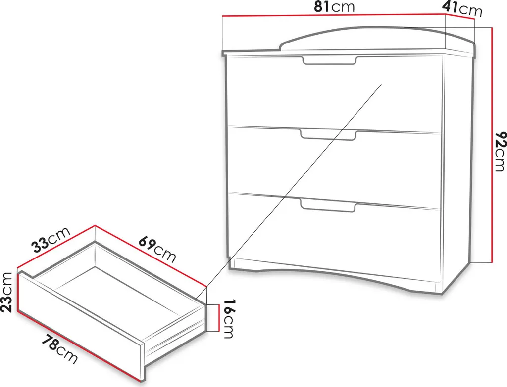 Commode à tiroirs étroite SLIEVE blanche meuble de rangement compact
