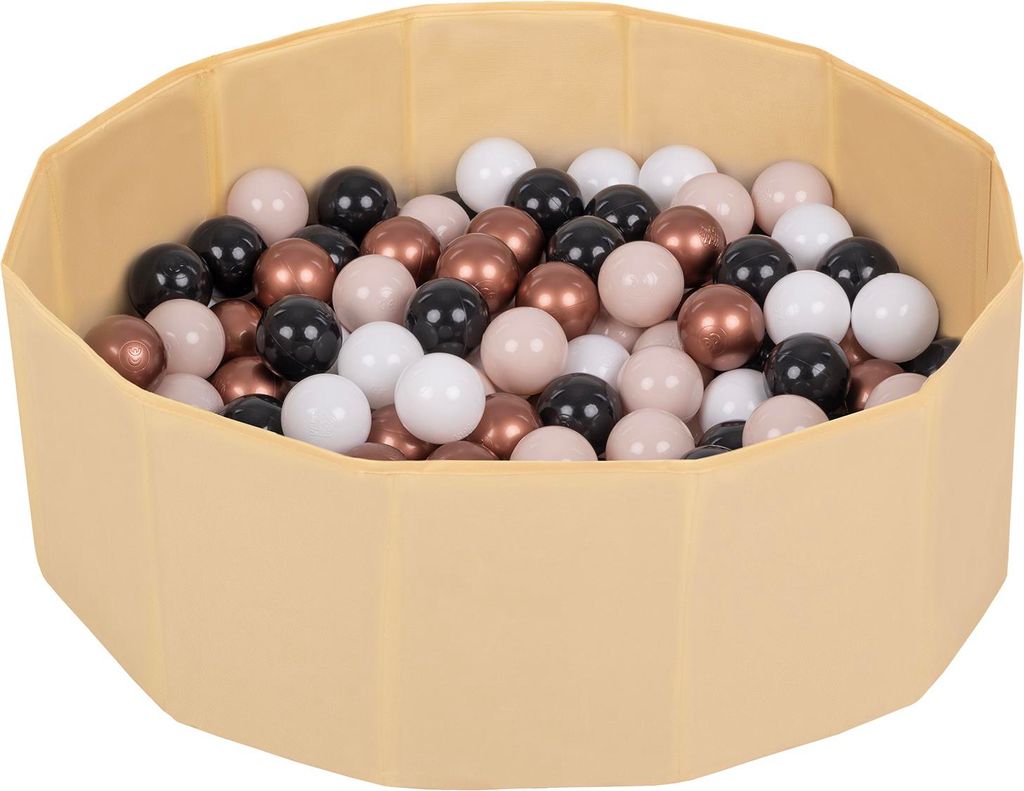 Selonis Klappbares Bällebad Polyester mit Ø 6 cm 300 Bällen Kinder - stabile MDF-Seiten - faltbar mit Tragetasche - leicht zu reinigen - Indoor ...
