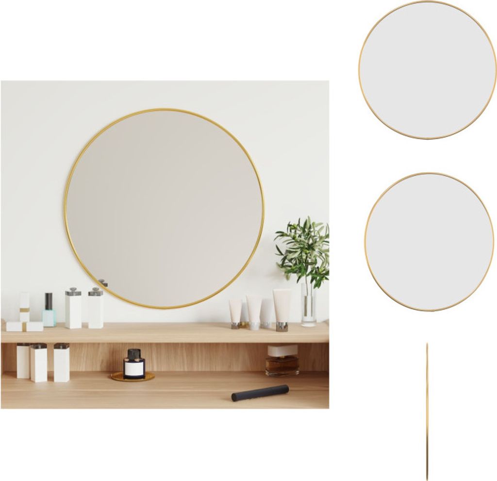 vidaXL Wandspiegel Golden Ø 50 cm Rund - Spiegel