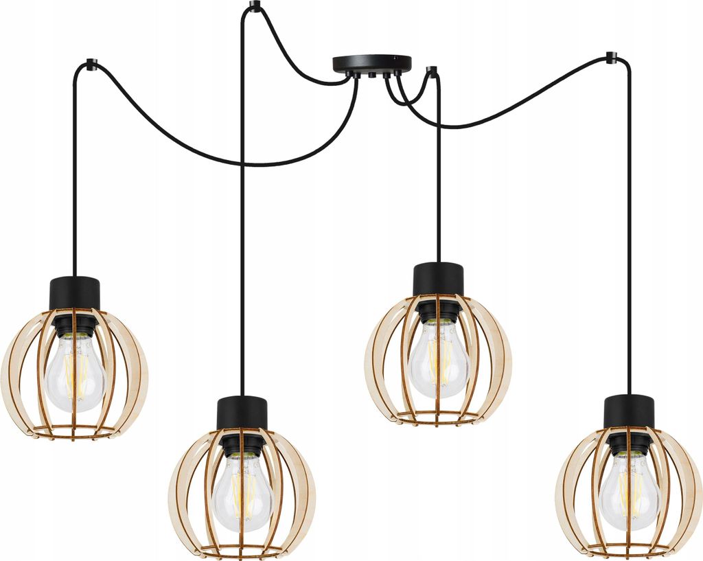 Nowoczesna Lampa Wisząca Sufitowa Z Drewna Led