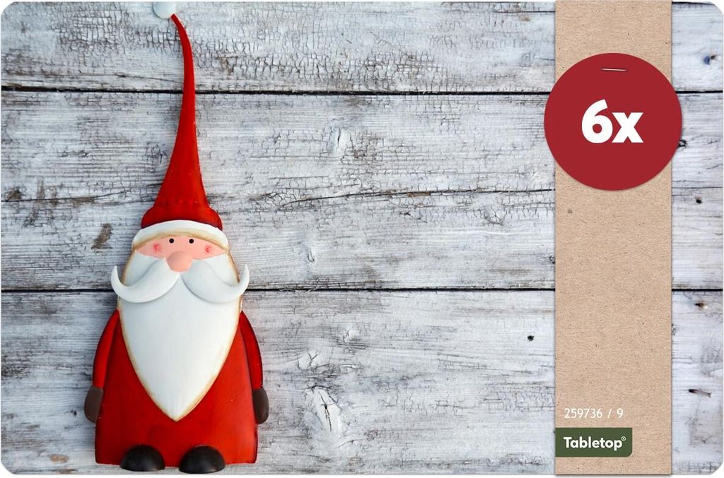 Abwaschbare Tischsets 6er Set Weihnachten Nikolaus Holz-Optik