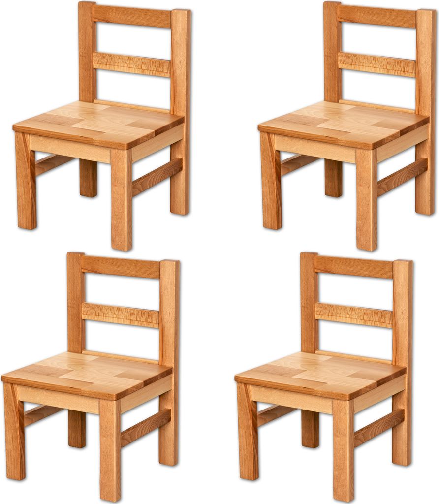 Vierer Set: Bubema Kinderstuhl aus massiver Kernbuche, Produktbild 