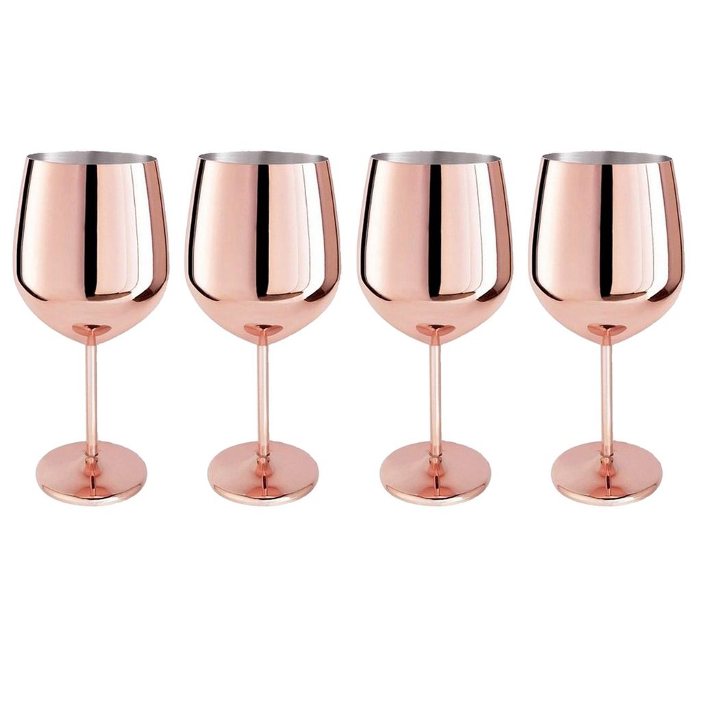4er Set Edelstahl Weinglas Kupferfarben 400 ml Weinbecher Produktbild 