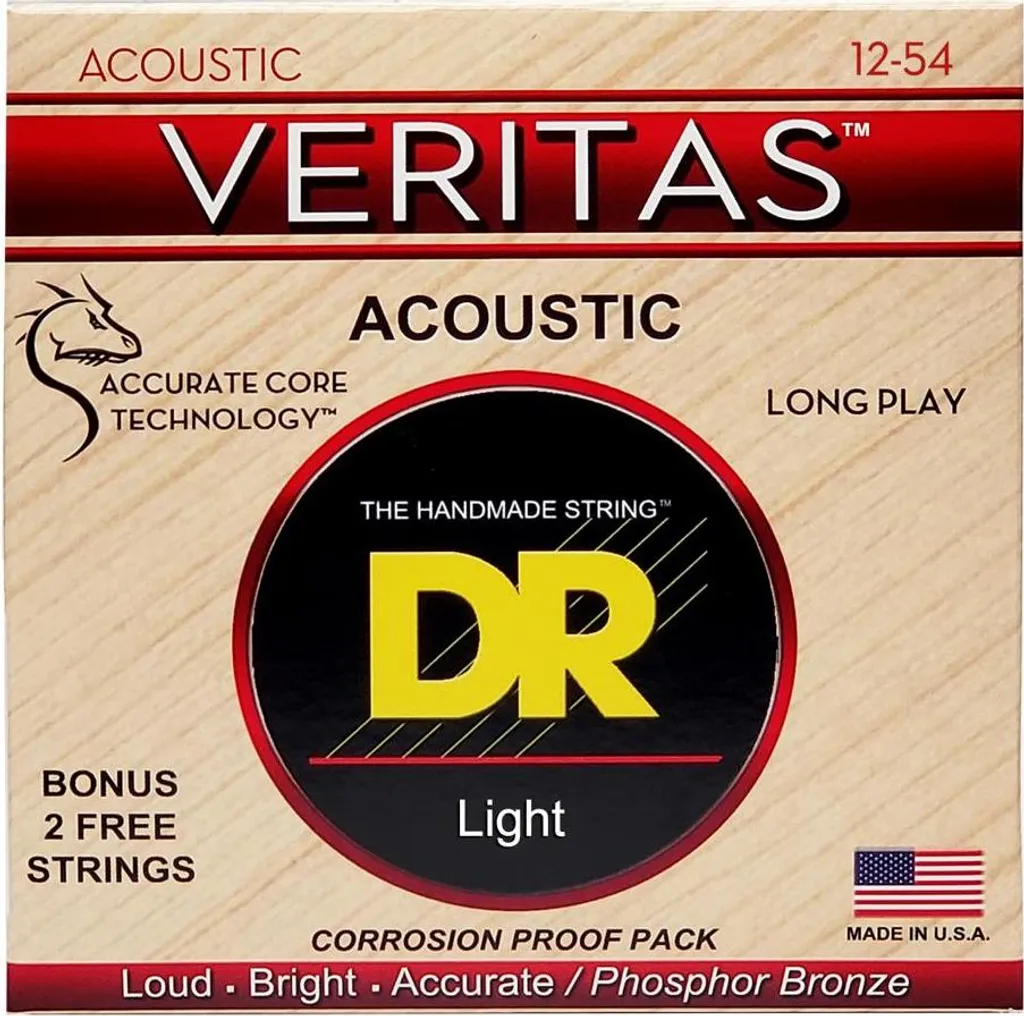Cordes pour guitare acoustique en bronze phosphoreux DR VTA-12
