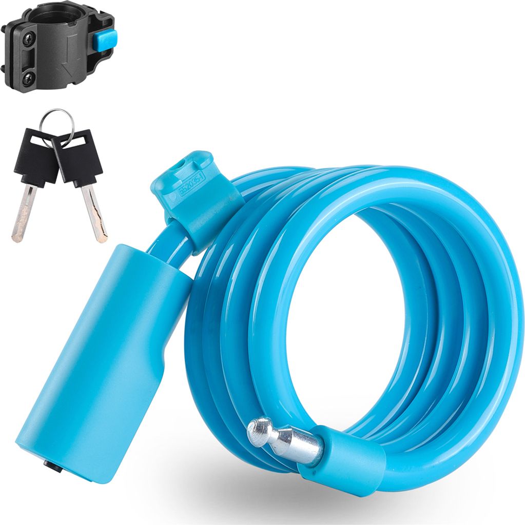 Tragbares Anti-Diebstahl-Kabelschloss, Fahrradschloss, Ringschloss, Anti-Diebstahl-Mountain-Road-Bike-Schloss, Blau