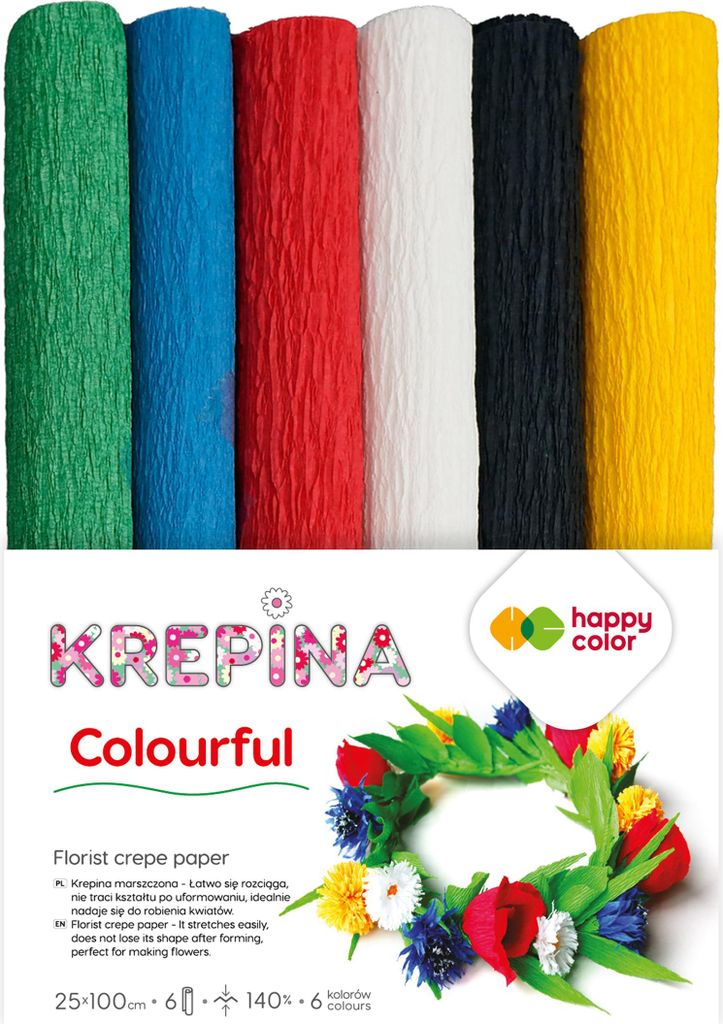 Krepppapier Bunt 25x100cm 6farbig Mix Happy Color Produktbild 