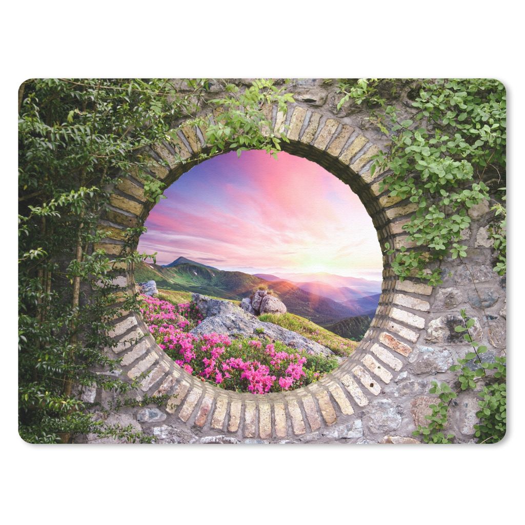 MuchoWow Mauspad Mousepad Landschaft - Blumen - Aussicht - Berg 23x19 cm - Mousepads - Maus Mat - Pad - Mausunterlage - Schreibtischunterlage - M...