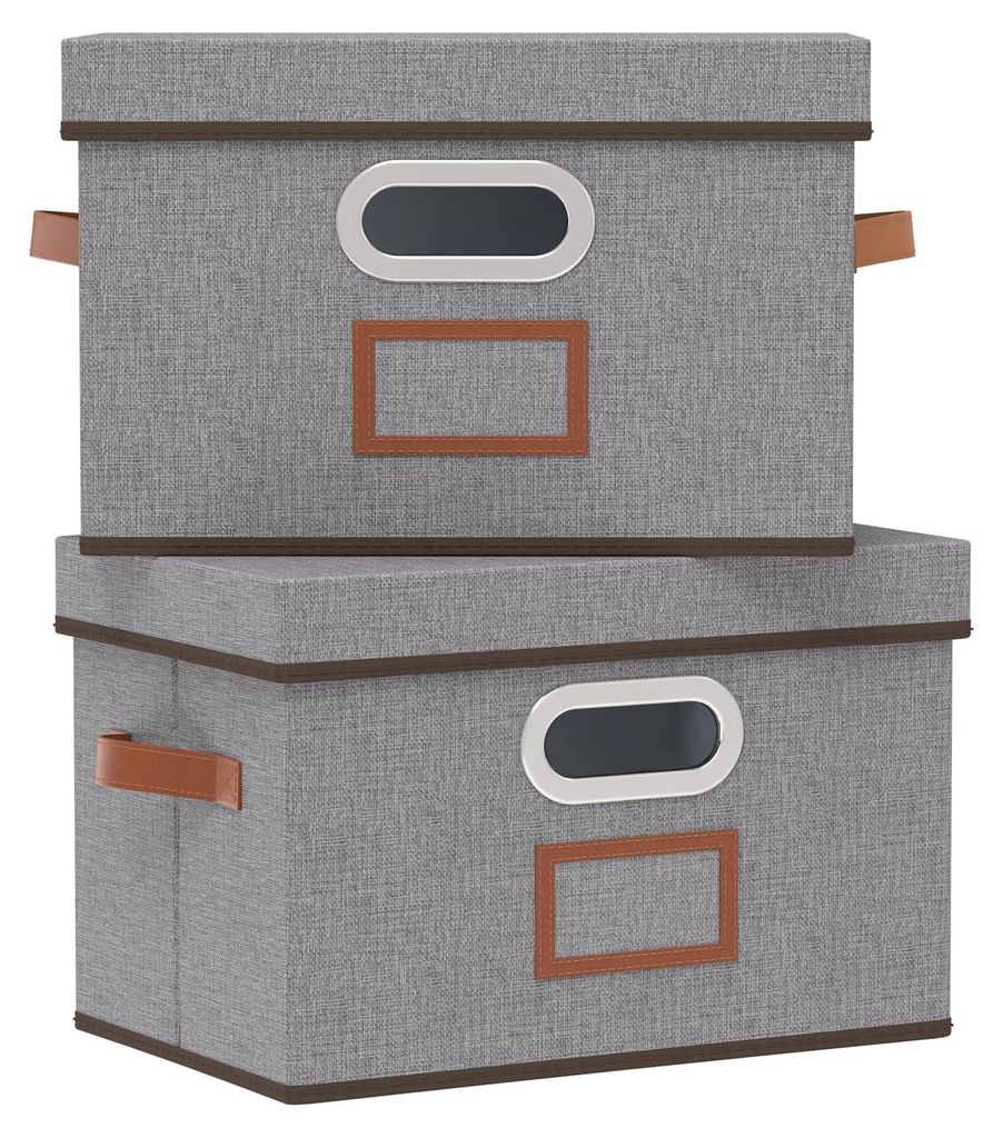 Aufbewahrungsbox mit Deckel und Griff, faltbare Aufbewahrungskörbe mit Etikettenfach, zweiteilige Aufbewahrungsboxen, geeignet für Schlaf- und Wo...