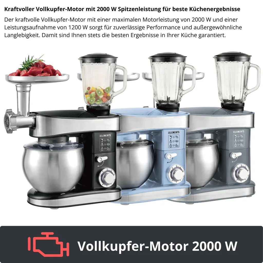 Robot pâtissier multifonction 2000W avec blender et kit accessoires complet - 3