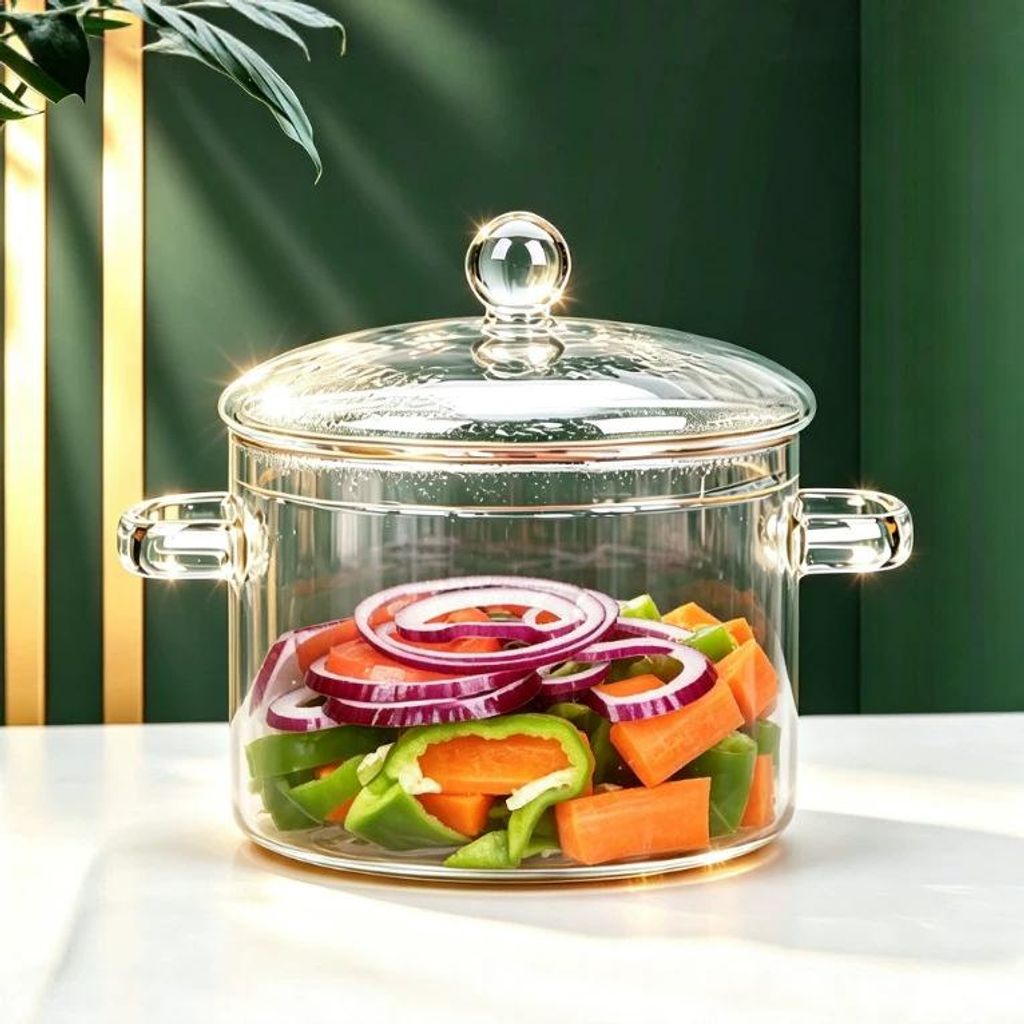 Glastopf mit Deckel, hitzebeständiger Glas-Suppentopf mit Produktbild 