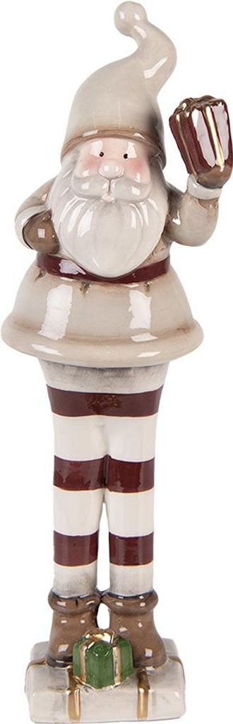Clayre & Eef Weihnachtsdekorationsfigur Weihnachtsmann 8x7x23 cm Beige Keramik