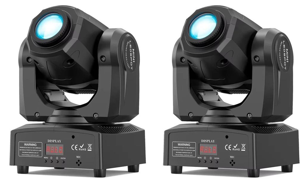 LED Moving Head Scheinwerfer 2er-Set - ZQ02100 - 150 W - DMX & Fernbedienung - 90–240 V - EU‐Stecker - >82.000 lm