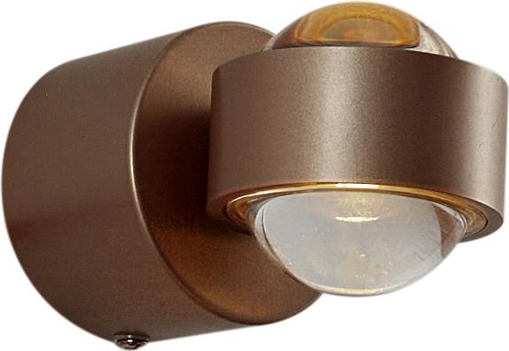 Qazqa led Design Wandleuchte, Wandlampe - Lens - Dunkelbronze, Rund, inkl. 5.5W integrierter LED, 8cm, IP44, Ideal als Badezimmerlampe