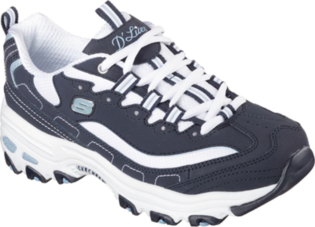 A single Skechers D'Lites sneaker is shown from a side angle against a white background.