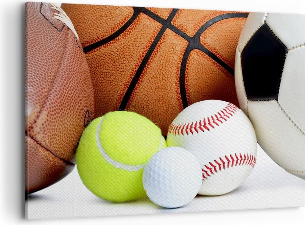 Bild auf Leinwand - Leinwandbild - Fußball Ball Sport Golf - 100x70cm - Wand Bild - Wanddeko - Leinwanddruck - Bilder - Kunstdruck - Wanddekoratio...