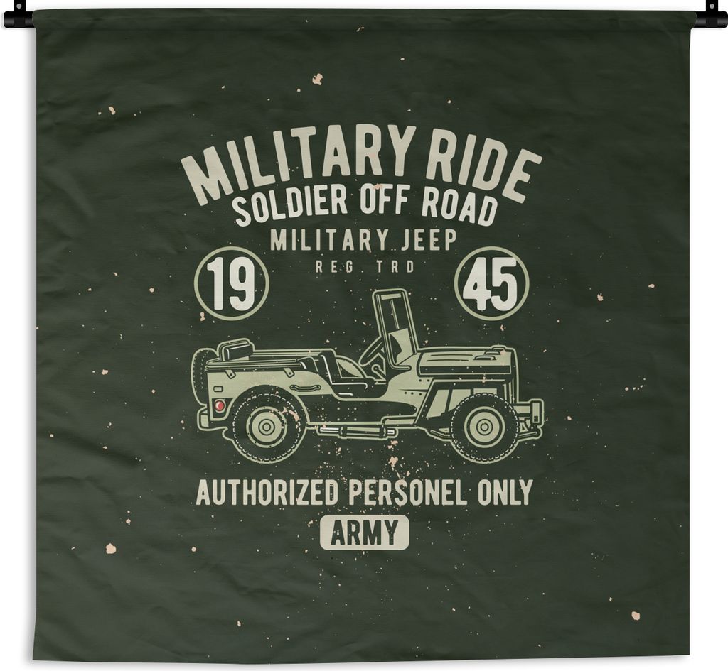 MuchoWow Wandteppich Wandbehang Mancave - Auto - Jeep - Oldtimer 60x60 cm Tapisserie Dekoration Wandtuch - Dekorationen - Wand Decke