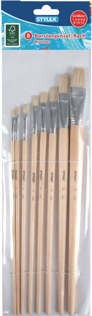 Toppoint Flat Bristle Brushes 8 Pieces Immagine del prodotto 