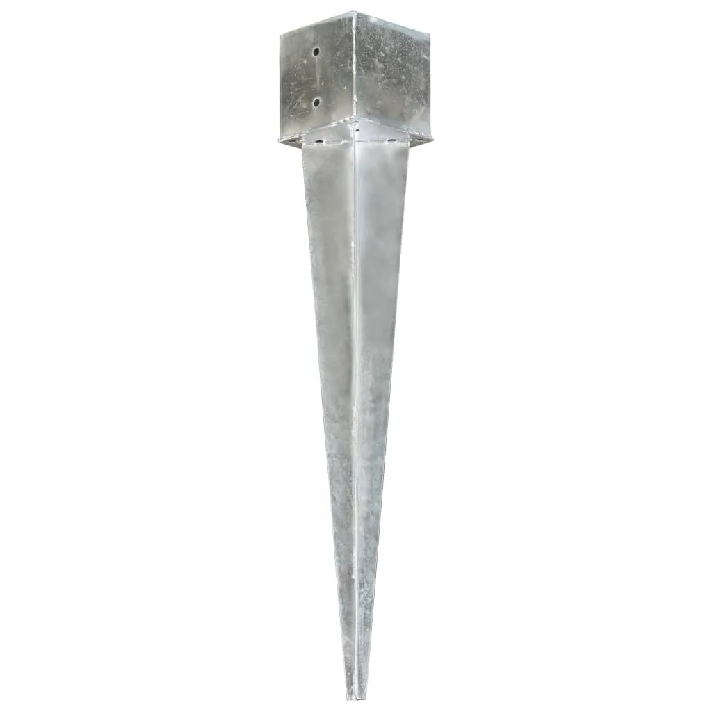 Ancrage pour clôture et pergola lot de 6 piquets 14x14 cm acier argenté