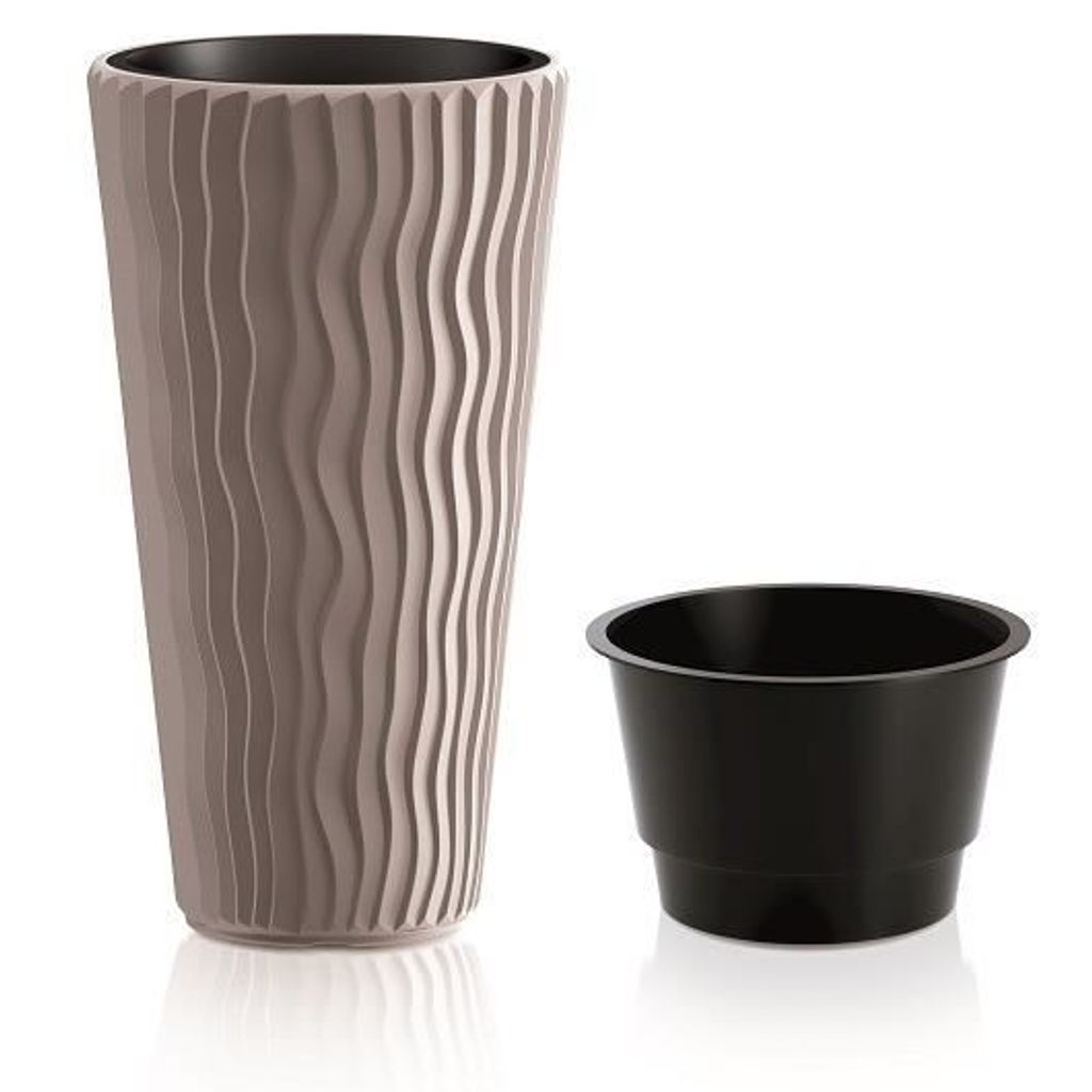 Prosperplast Fioriera Sandy Rotonda 2in1 Con Vaso – Plastica Moka 26,2 Cm (Larghezza) X 22,2 Cm (Altezza) - 2