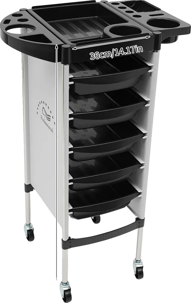 Carrello Parrucchiere 5 Cassetti Nero PREZZO SHOCK | 6 Livelli Salone