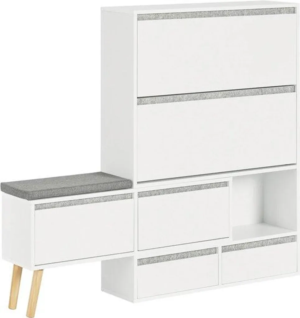 Meuble de rangement pour chaussures d'entrée gain de place Blanc et Gris
