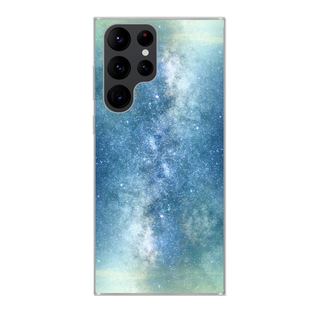 MuchoWow Handyhülle Schutzhülle Hülle für Samsung Galaxy S22 Ultra Sterne - Himmel - Blau - Jungen - Mädchen - Kinder Silikon Softcase Handy...