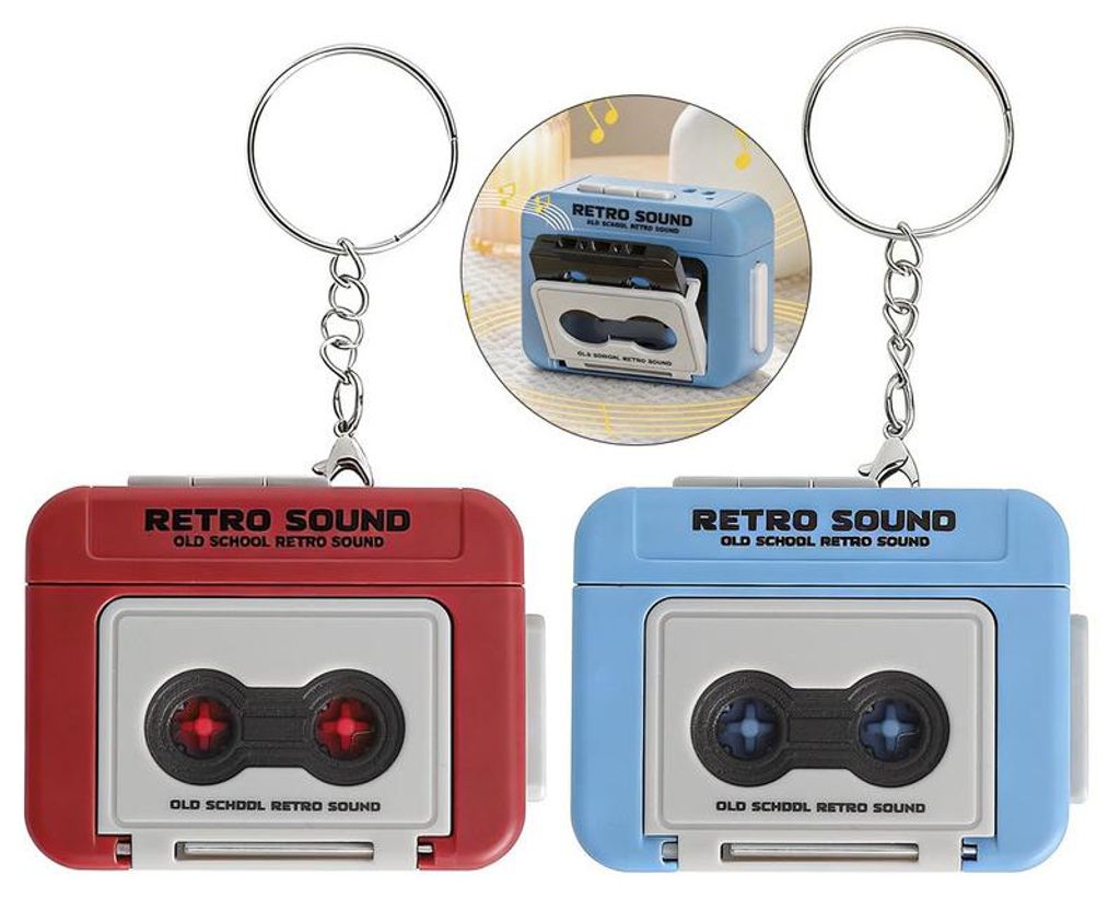 Mini Kassettenrecorder Schlüsselanhänger 2er Set – Retro Produktbild 