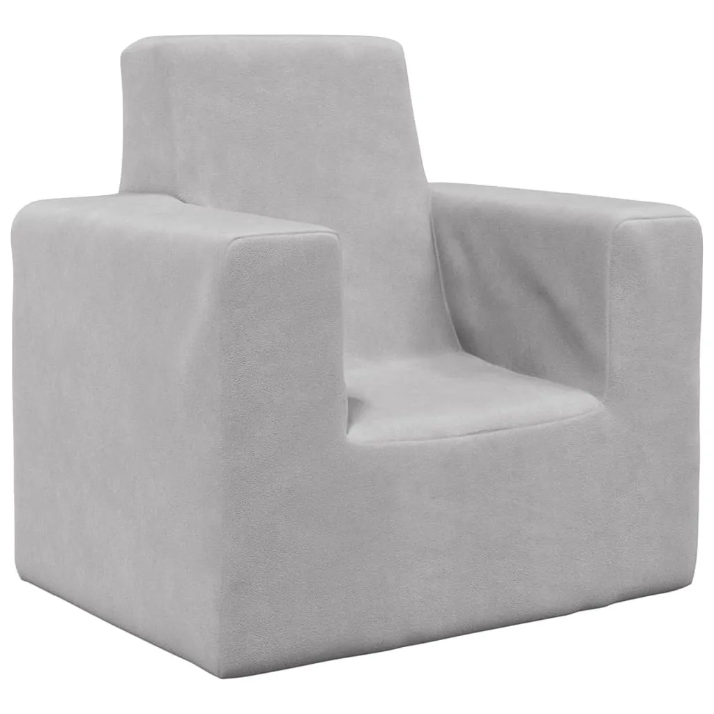 Canapé enfant gris clair peluche douce idéal pour coin lecture et dodo