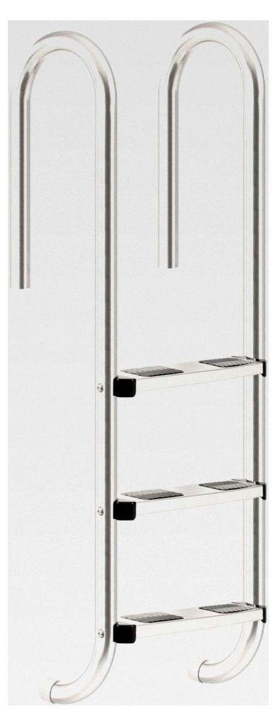 V2A Edelstahl Poolleiter mit 3 Stufen | 50 x 26,5 x 132 cm - Silber | mit Rutschsicherung | Schwimmbadleiter für Pool und Schwimmbecken