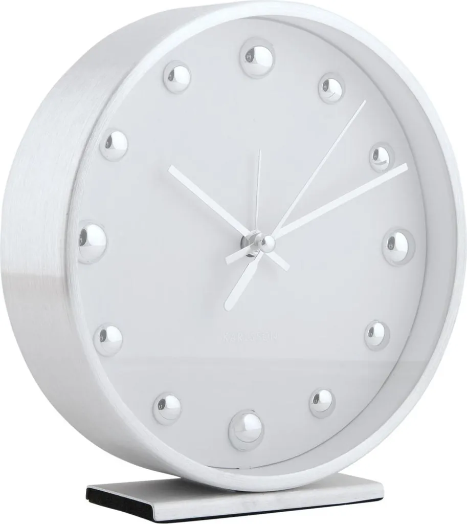 Réveil à Quartz Blanc Karlsson Shiny Dots Idéal pour Table de Chevet