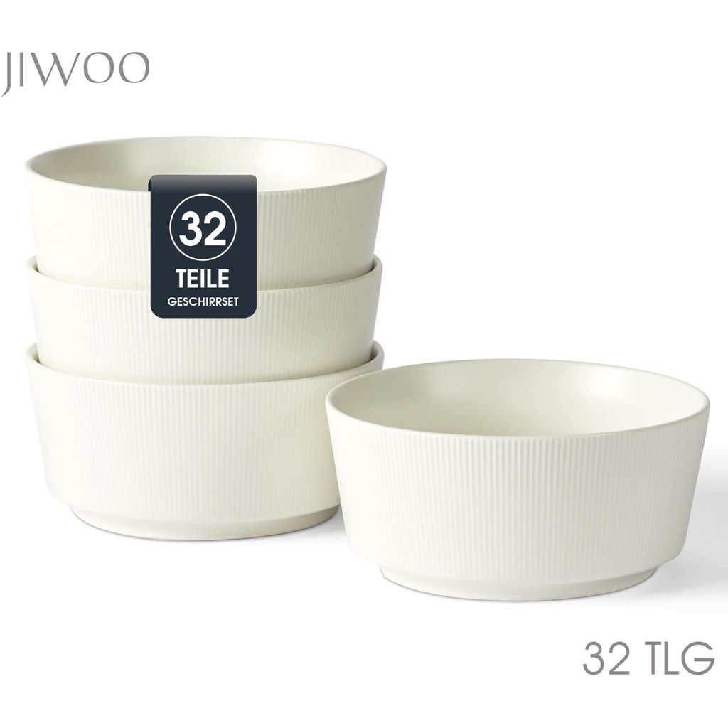 Schale set 32er Ø15,2cm Müslischalen Suppenschalen Salatschale Keramik Schalen für 32 Personen Schüssel Matt-Glasur Mikrowellen- und Spülmasch...