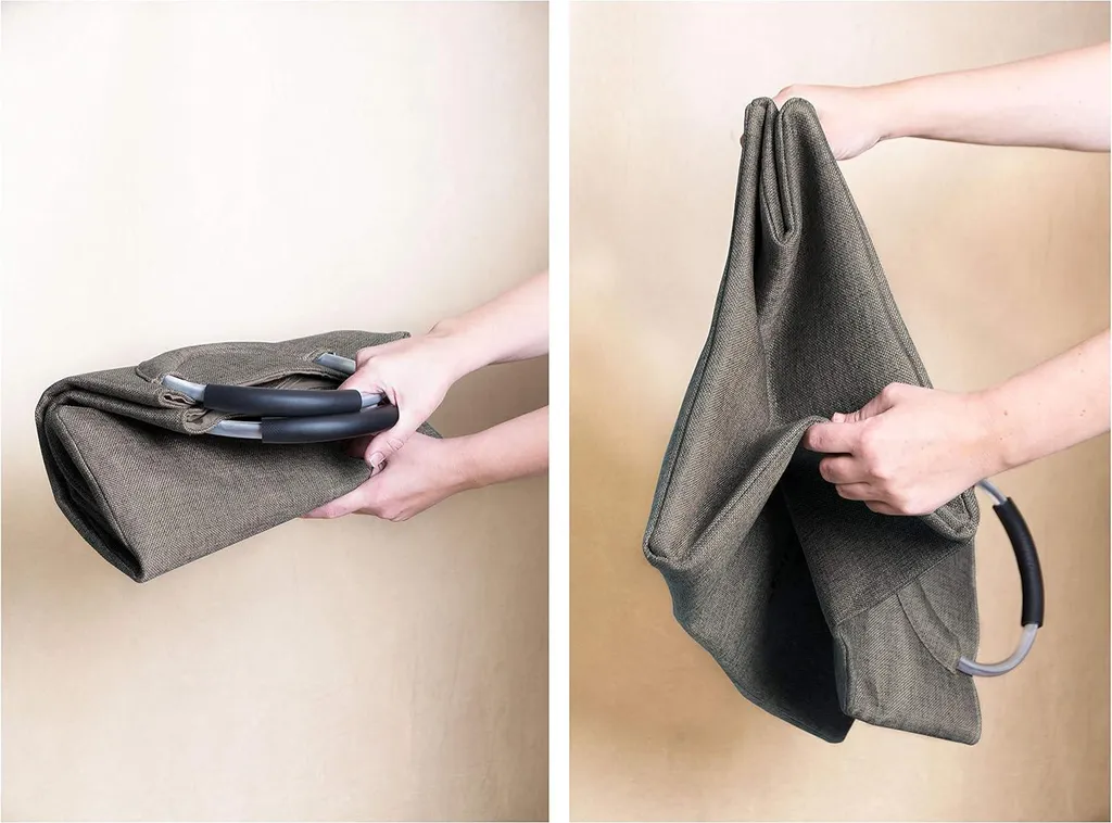 Panier à linge double compartiment pliable 60L en tissu gris robuste