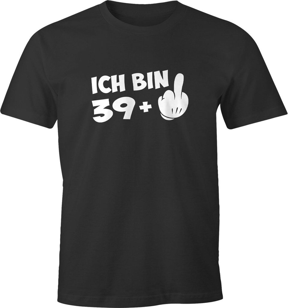 Herren T-Shirt Geburtstag Ich bin 29 39 49 +1 Mittelfinger Geschenk für Männer lustiger Spruch MoonWorks 40 anthrazit 5XL