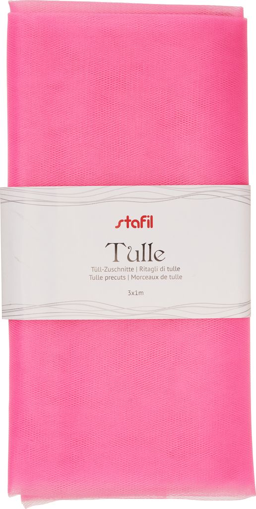 stafil Tüll Stoff 300 cm Länge 100 cm Breite 12 g/qm Ideal für Dekorationen Rosa
